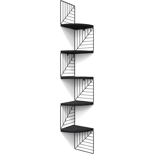 5-Tier Rustic Wood Floating Wall Shelves
